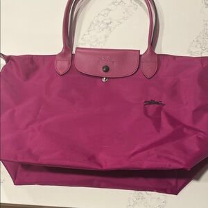 Longchamp li pliage large deep pink tote